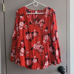 Red Old Navy Floral Blouse